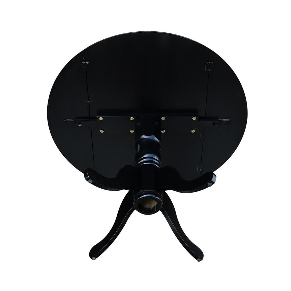 42" Black Solid Wood Round Dining Table Set with 4 Windsor Chairs