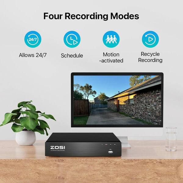 ZOSI 4K UHD 8-Channel 2TB PoE NVR Security Camera System with 8