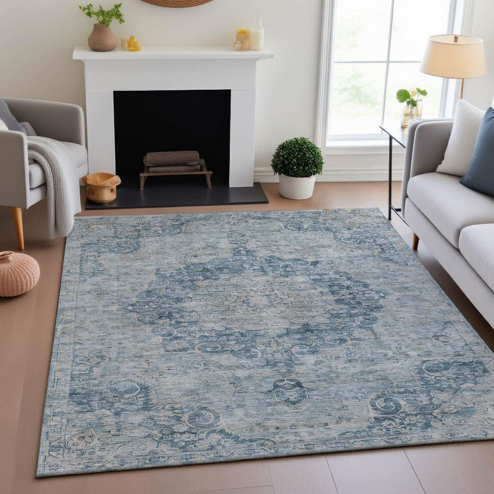Mayfield Premium Machine Washable Abstract AMF1238 Blue 5 ft. x 7 ft. 6 in. Area Rug price history on PriceWatchPro