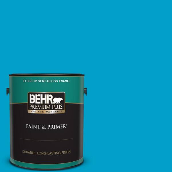 BEHR PREMIUM PLUS 1 gal. #P490-5 Yucatan Semi-Gloss Enamel Exterior Paint & Primer