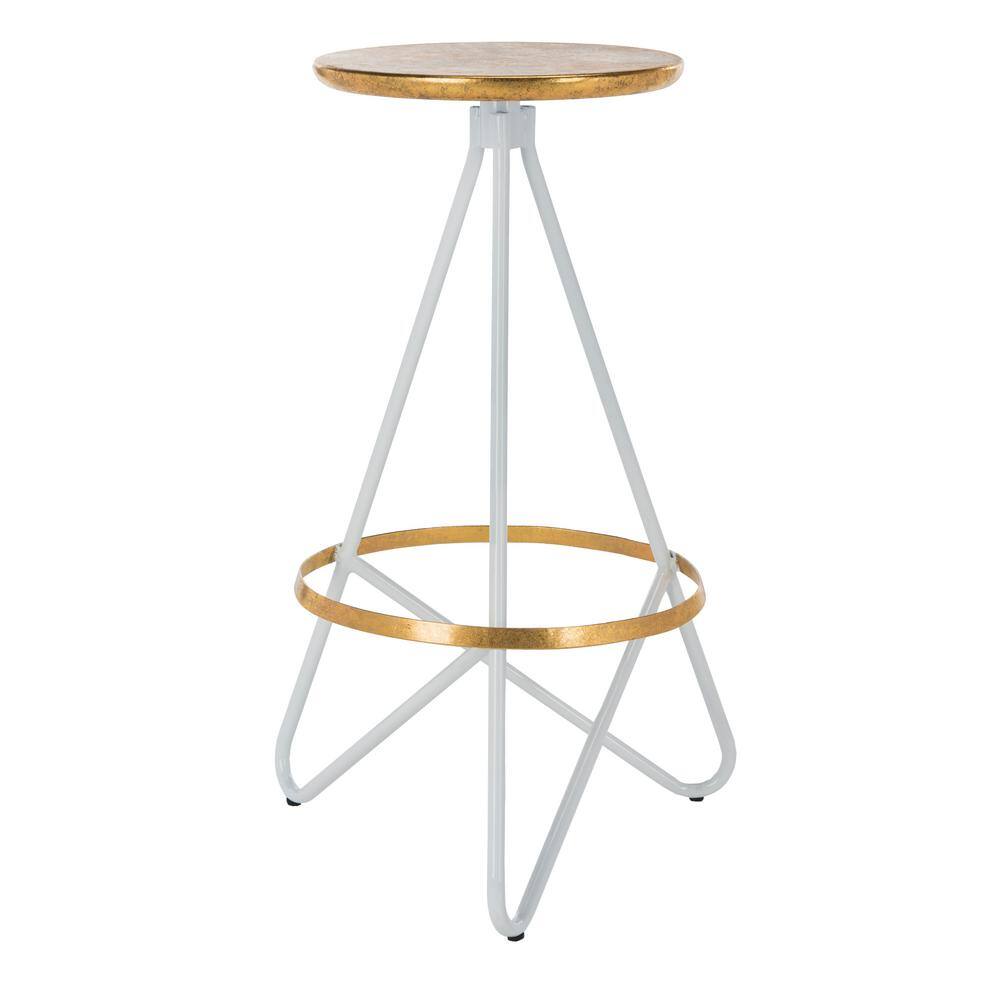 Galexia 30'' Gold and White Transitional Metal Bar Stool
