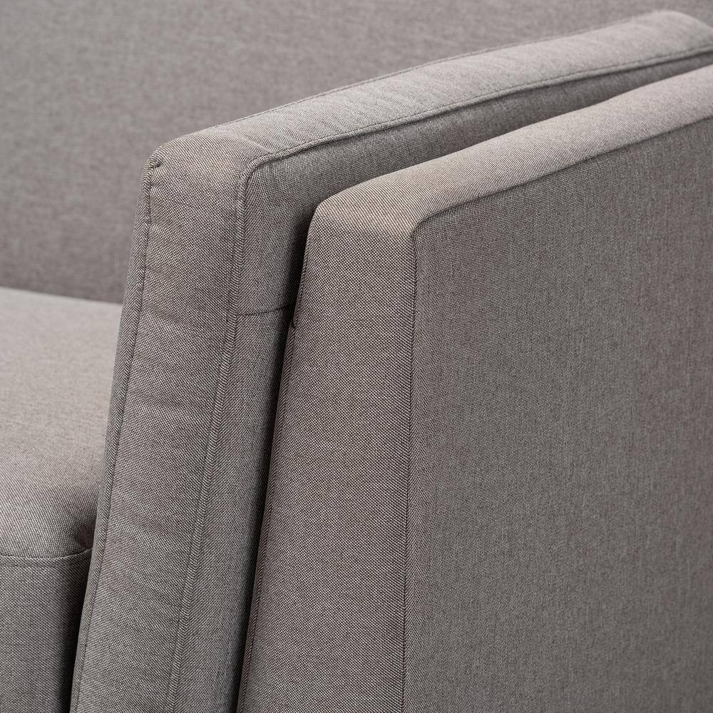 Sava Gray Fabric Upholstered Walnut Wood 2-Seater Loveseat