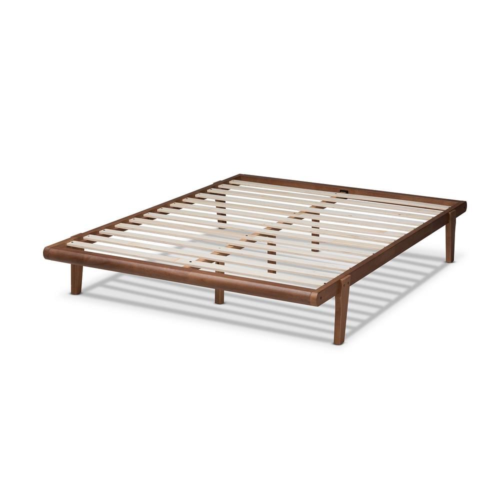 Kaia Walnut Brown Full Size Mid-Century Modern Platform Bed Frame