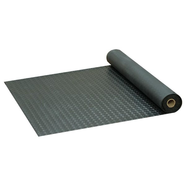 Goodyear Coin-Pattern Rubber Flooring Roll – 3.5mm X 36" X 8ft, Anti-Slip TPE In Dark Gray