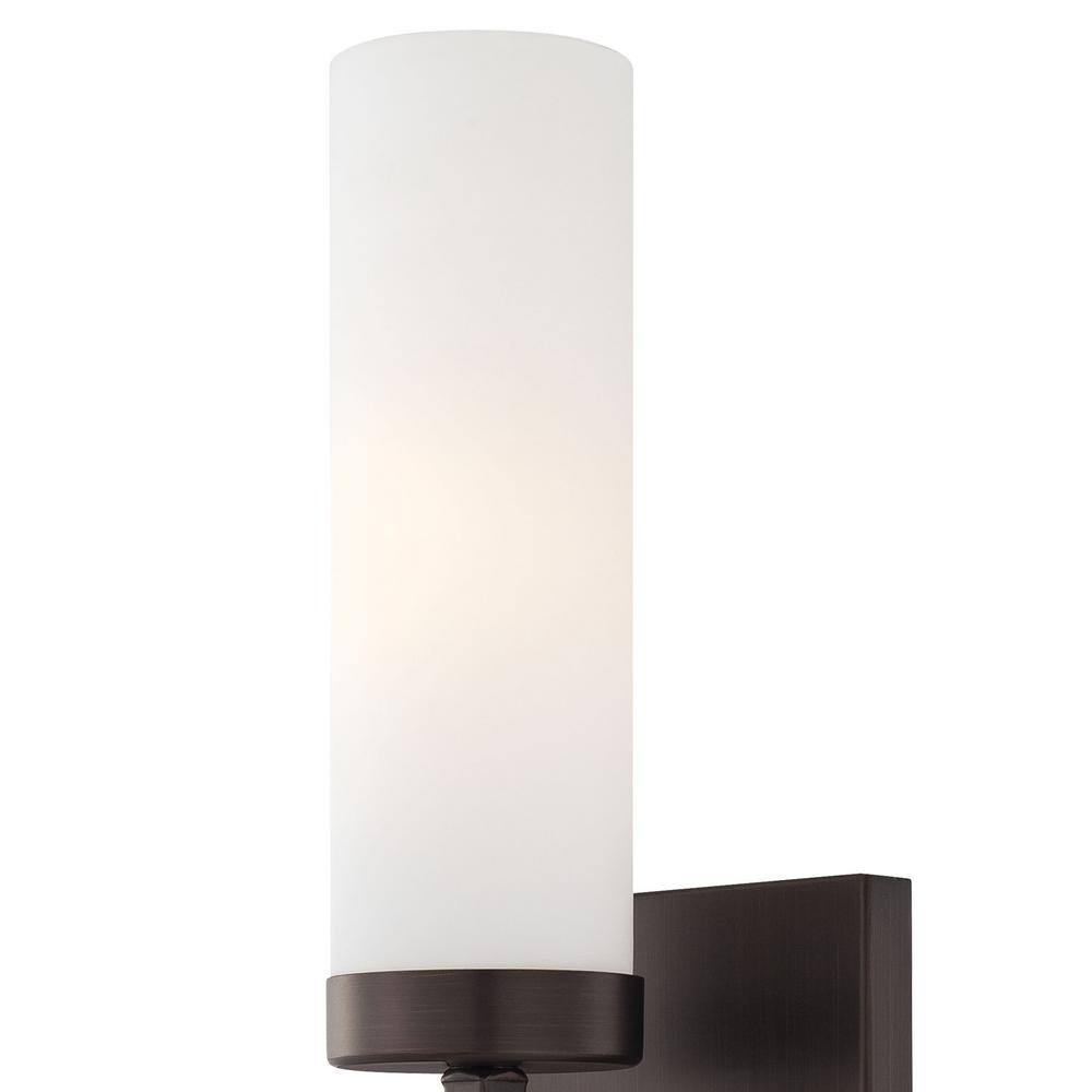 Aged Copper Bronze Patina Wall Sconce with Etched Opal Glass