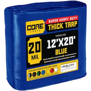 12 ft. x 20 ft. Blue 20 Mil Heavy Duty Polyethylene Tarp, Waterproof, UV Resistant, Rip and Tear Proof