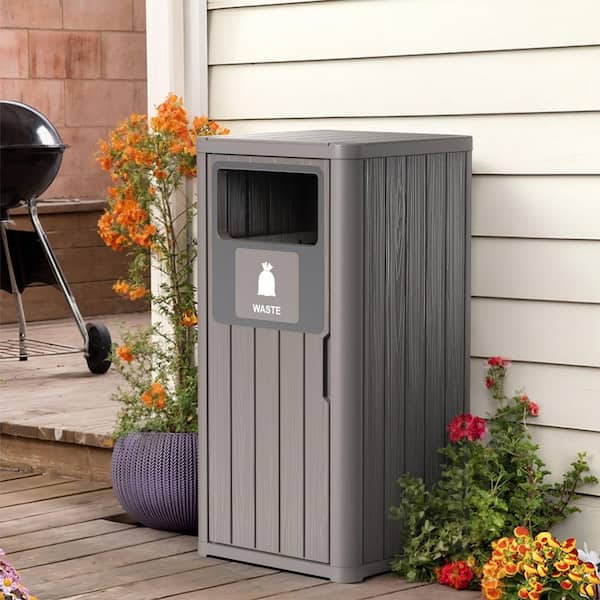 Ama pear Gray-22 Gal. Waterproof Resin Deck Box, All-Weather
