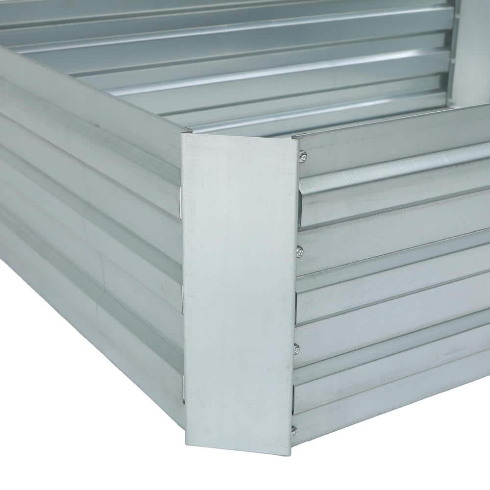 48" Silver Galvanized Steel Rectangular Raised Garden Bed