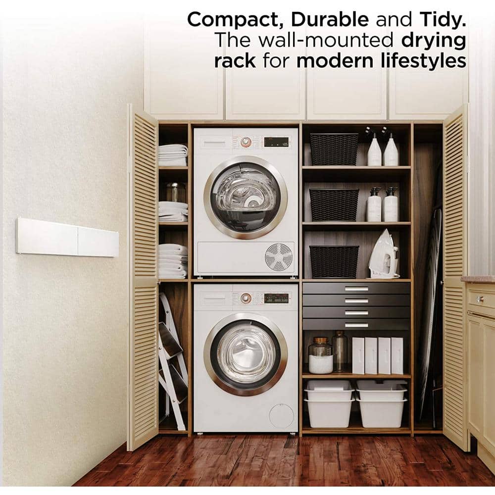 White Wall-Mount Retractable 6-Tier Laundry Drying Rack