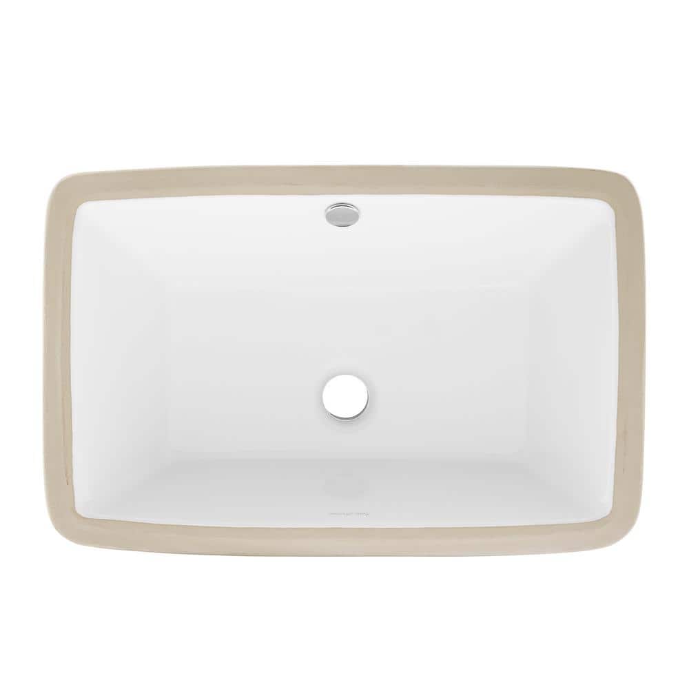 Voltaire 21" Gloss White Ceramic Rectangular Undermount Bathroom Sink