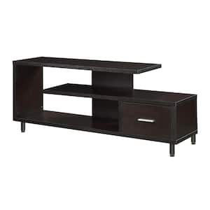 Seal II 59 in. Espresso Particle Board TV Stand with 1 Drawer Fits TVs Up to 60 in. with Cable Management