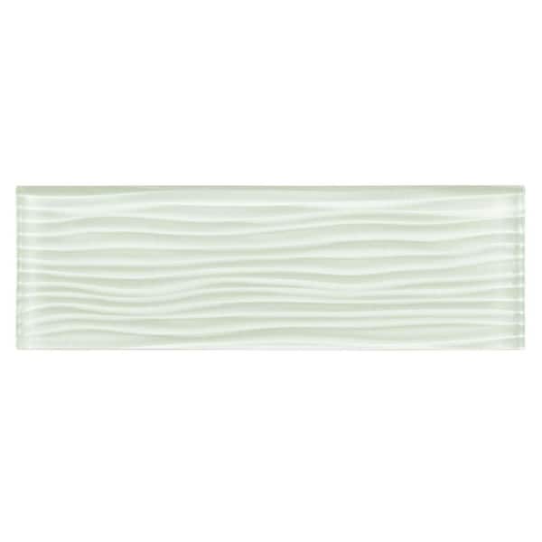 Enchant Parade Fabu Green Glossy 4 in. x 12 in. Glass Textured Subway Wall Tile (3.26 sq. ft./Case)