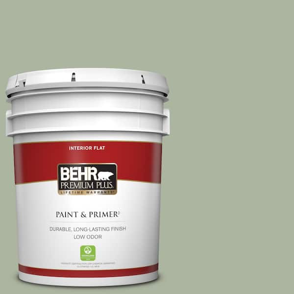 BEHR PREMIUM PLUS 5 gal. #430E-3 Laurel Mist Flat Low Odor Interior Paint & Primer