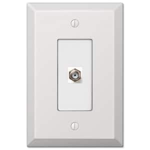 Oversized 1 Gang Coax Steel Wall Plate - White