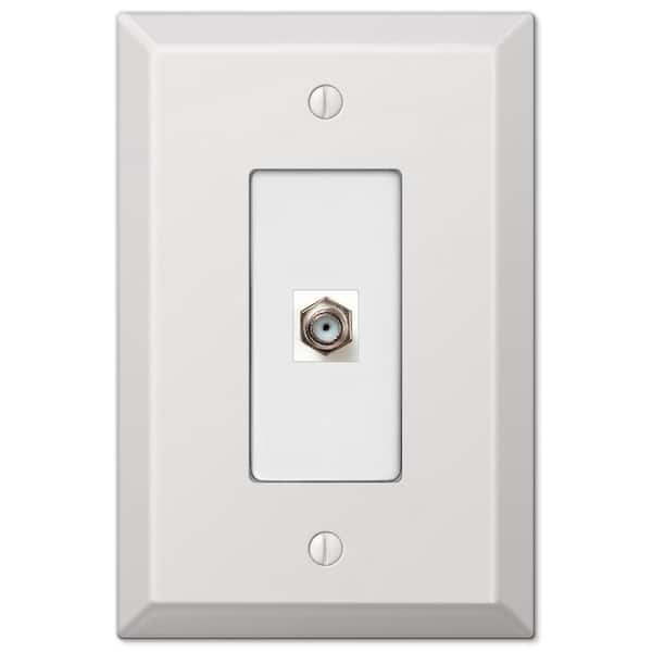 AMERELLE Oversized 1 Gang Coax Steel Wall Plate - White