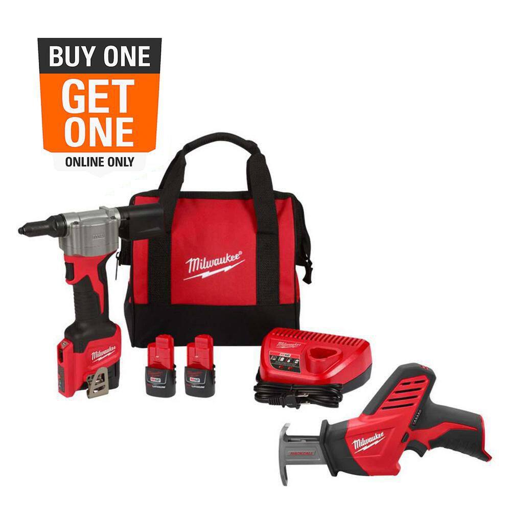 M12 12-Volt Lithium-Ion Cordless Rivet Tool Kit with (2) 1. 5Ah Batteries, Charger & M12 HACKZALL Reciprocating Saw price history on PriceWatchPro