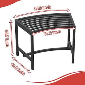 Coated Black Metal Outdoor Stool Bench, Metal Curved Fire Pit Bench Set of 4, Outdoor Fire Pit Seating, Steel Backless