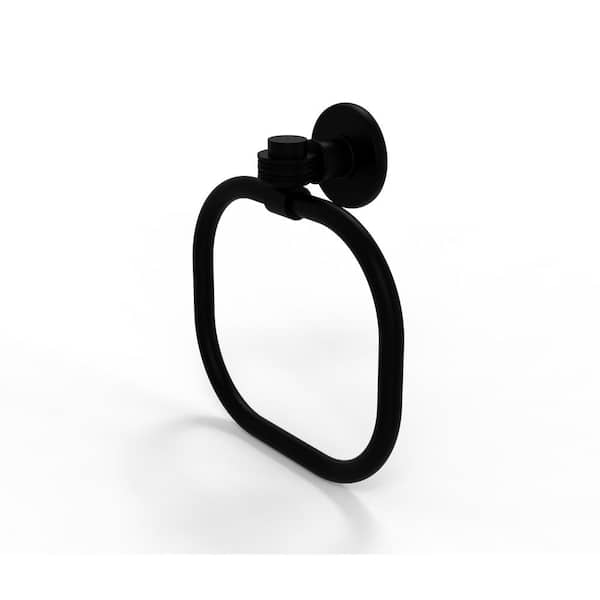 Allied Brass Continental Collection Towel Ring with Dotted Accents in Matte Black