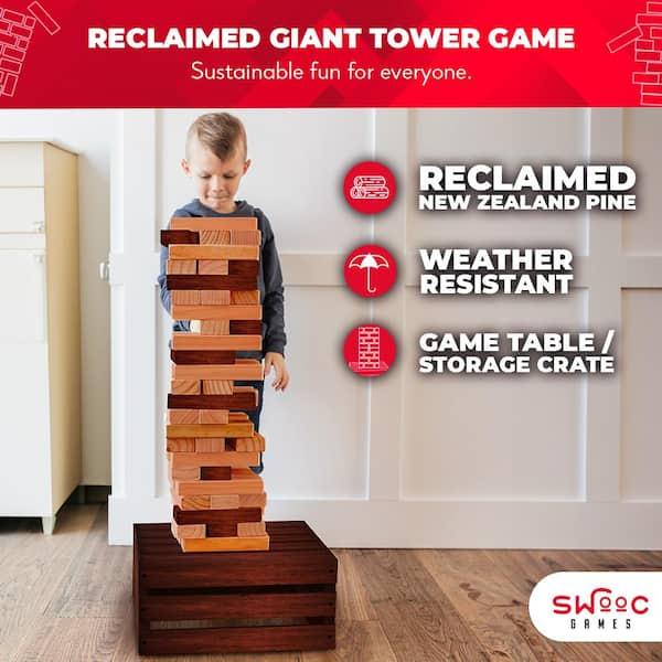 Reclaimed Wood Giant Tower deals Game with Storage Crate / Outdoor Game Table Set