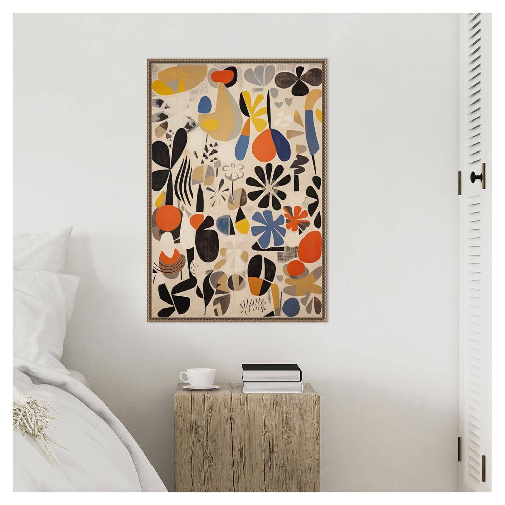 Botanical Selection Abstract Canvas Wall Art with Bronze Frame