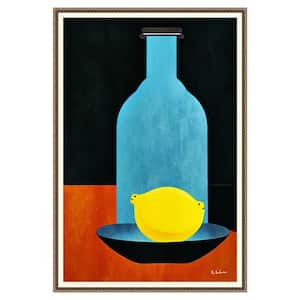 "Bottle With Lemon : Skinny Bitch" by Bo Anderson 1-Piece Floater Frame Giclee Food Canvas Art Print 33 in. x 23 in.
