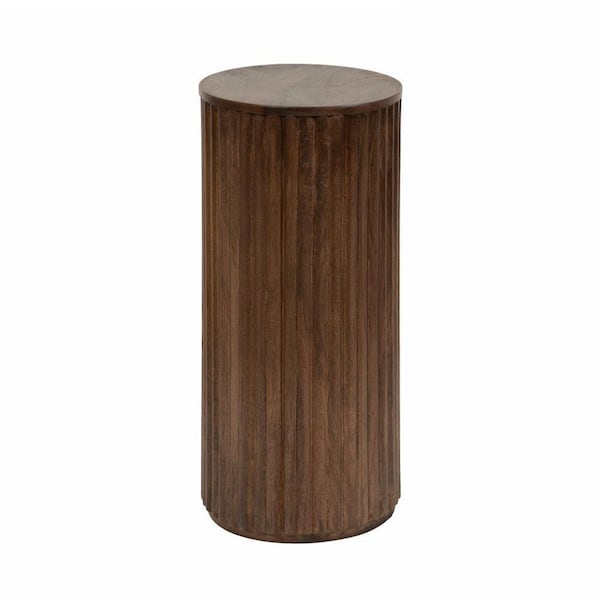 Reid 10.00 in. Walnut Brown Round Solid Wood End Table