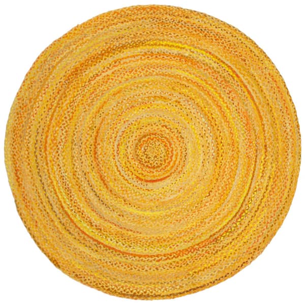 Braided Gold 5 ft. x 5 ft. Round Solid Area Rug