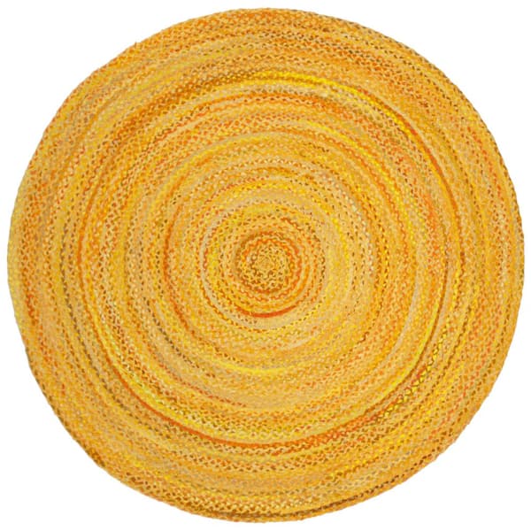 SAFAVIEH Braided Gold 6 ft. x 6 ft. Round Solid Area Rug