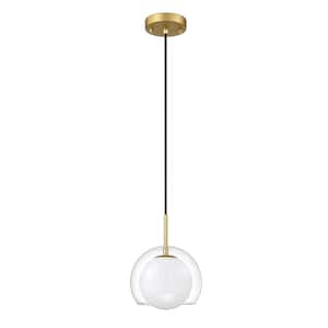 SERENO 1-Light Brass, Clear/White Globe Pendant Light
