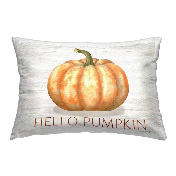 Rustic Pumpkin Greeting Orange Rectangular Outdoor Throw Pillow