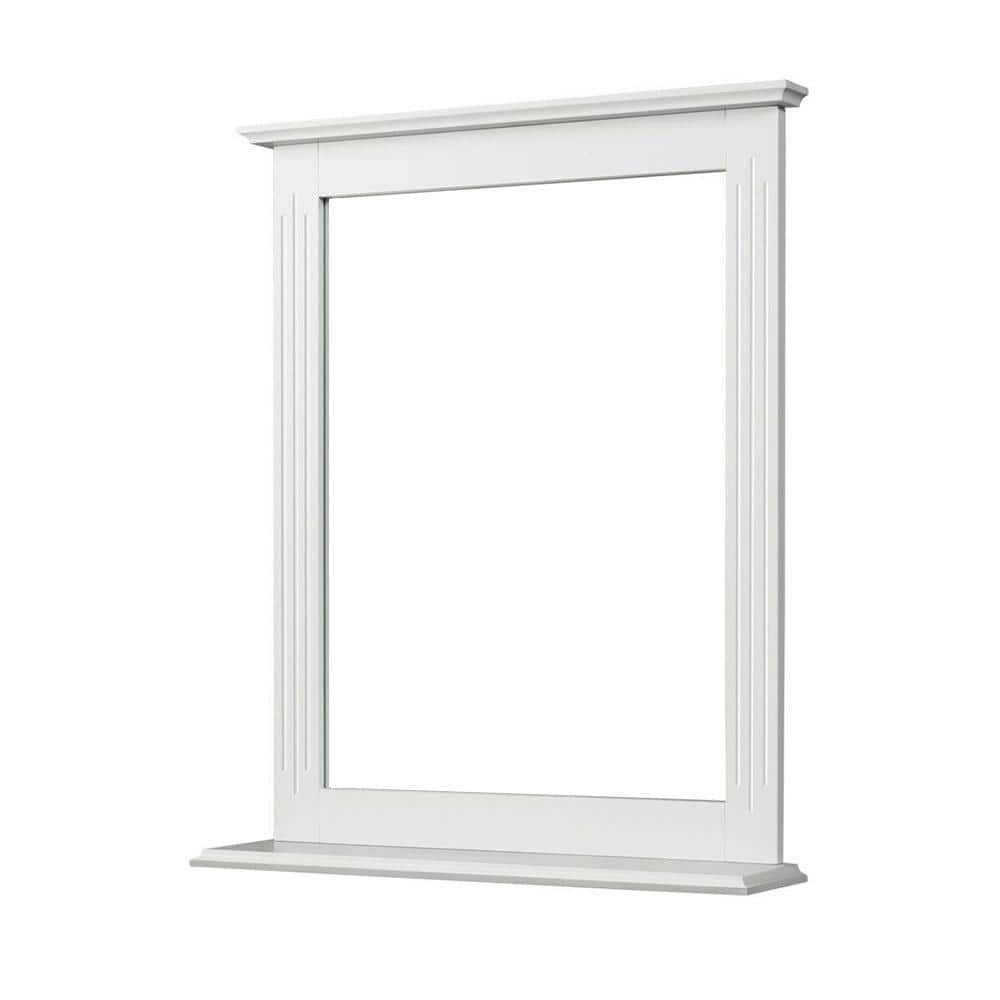 WELLFOR 22.5 in. W x 27 in. H MDF Framed Rectangle Wall Bathroom Vanity  Mirror in White HW-HPY-61553WH The Home Depot