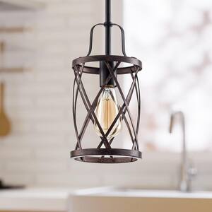 gerson black metal vintage farmhouse battery operated led pendant light