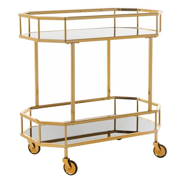 Safavieh Gold Metal Base with Glass Top Kitchen Cart (29.6-in x 16.5-in x 29.8-in) Safavieh Gold Metal Base with Glass Top Kitchen Cart (29.6-in x 16.5-in x 29.8-in)
