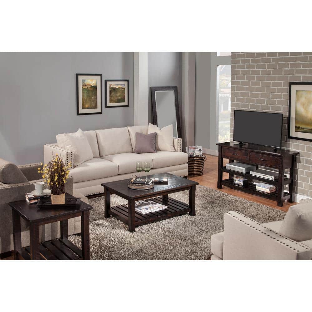 Espresso Hillsboro Rustic Pine Wood Coffee Table with Storage