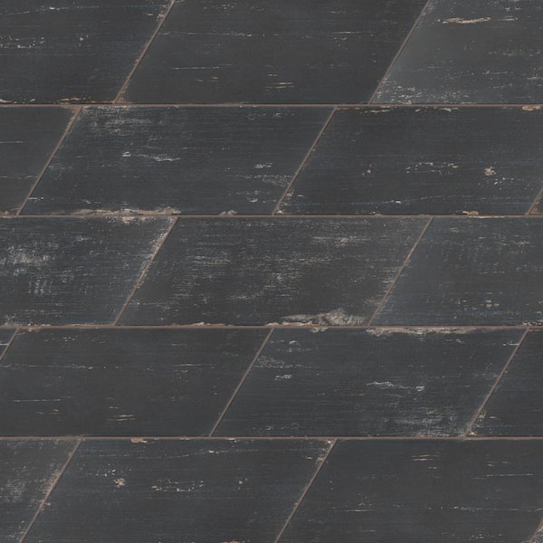 Merola Tile Retro Naveta Nero 7 in. x 8 in. Porcelain Floor and Wall Take Home Tile Sample