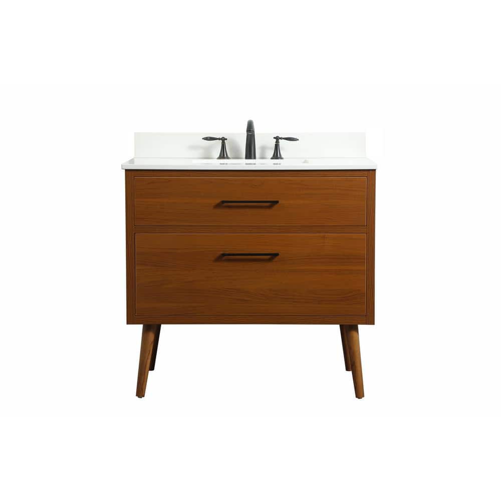 Simply Living 36 in. W x 22 in. D x 33.5 in. H Bath Vanity in Teak with Ivo