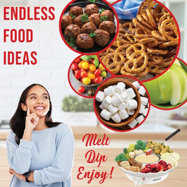Brentwood 8-Piece Plastic Electric Fondue Pot Set with Dipping