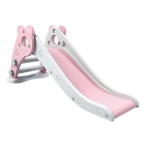 Kid Slide for Toddler Age 1-3 Indoor Bear pink Plastic Slide Outdoor Playground Climber Slide