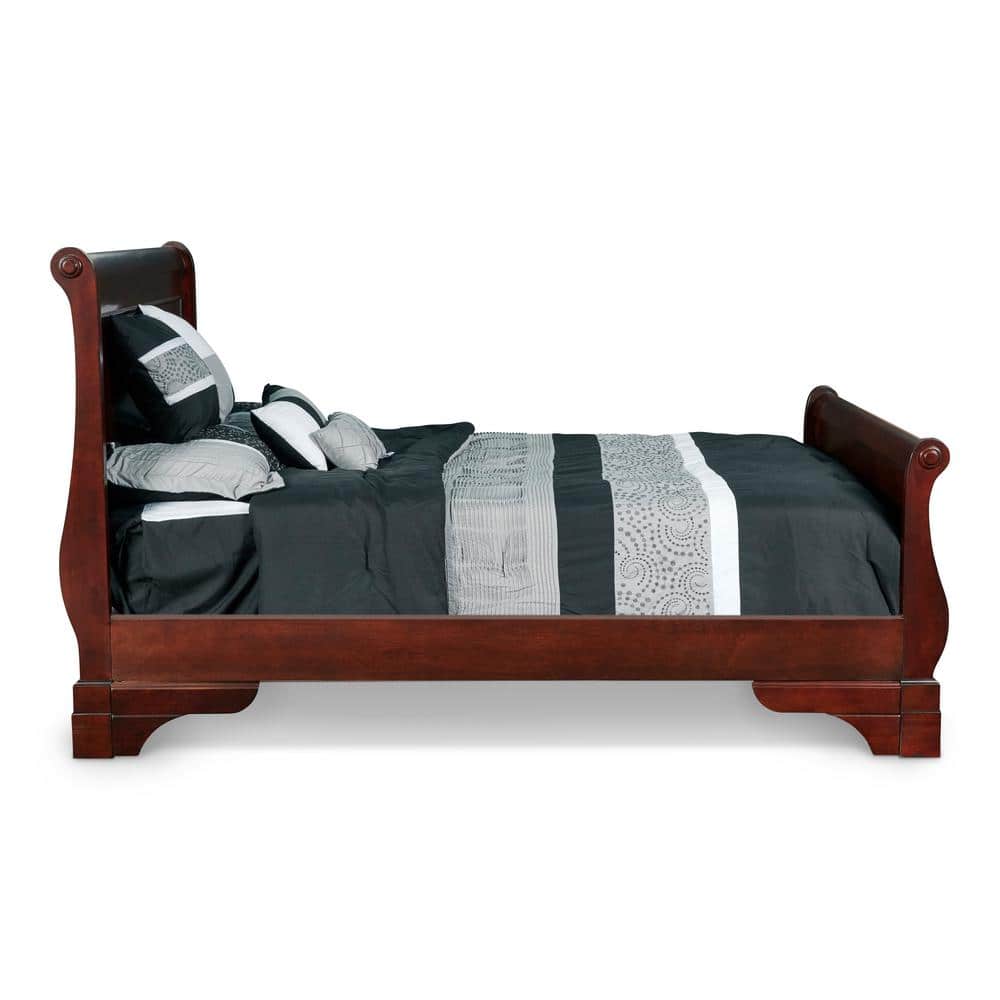 Bordeaux Cherry Classic King Wood Bed with Headboard