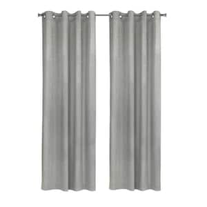 Bristol Grey Embossed Velvet 52 in. W x 95 in. L Grommet Indoor Room Darkening Curtain (Single Panel)