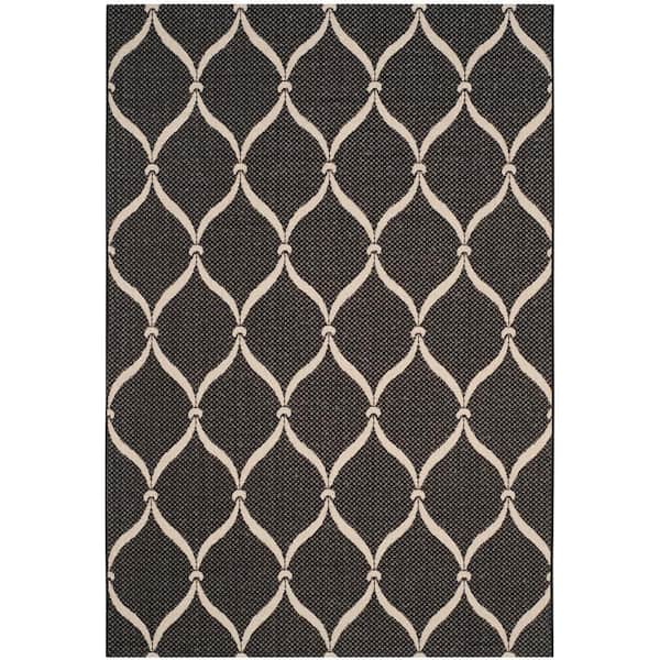 SAFAVIEH Courtyard Black/Beige 7 ft. x 10 ft. Trellis Indoor/Outdoor Area Rug
