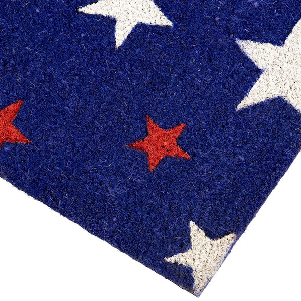 Blue Coir Red and White Stars Americana Outdoor Doormat 18" x 30"