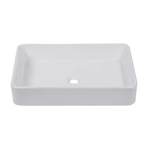 24 in. x 16 in. Modern Bathroom Porcelain Ceramic Rectangular Vessel Sink Art Basin in White