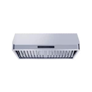 36 in. 466 CFM Convertible Under Cabinet Range Hood in Stainless Steel with Baffle Filters