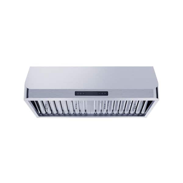 Winflo 36 in. 466 CFM Convertible Under Cabinet Range Hood in Stainless Steel with Baffle Filters