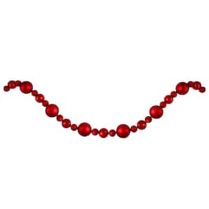 6 ft. Red Shatterproof Ball Unlit Artificial Christmas Garland