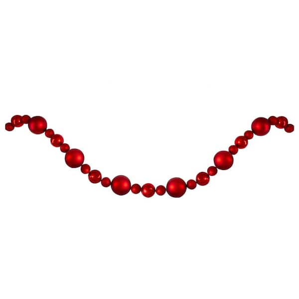 Northlight 6 ft. Red Shatterproof Ball Unlit Artificial Christmas Garland