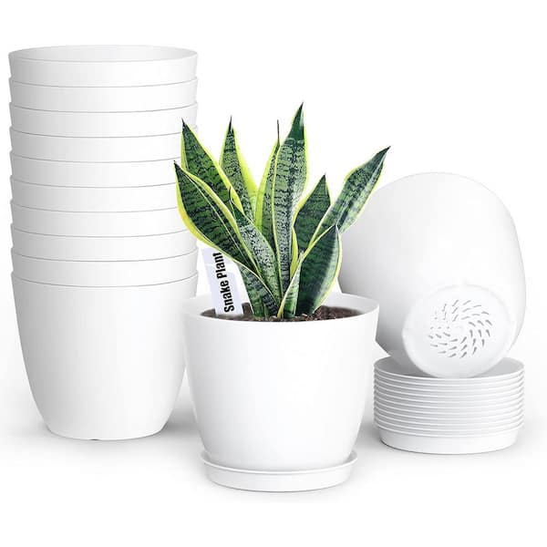 ITOPFOX Modern 6 in. L x 6 in. W x 5.1 in. H White Plastic Round Indoor Planter (12-Pack)