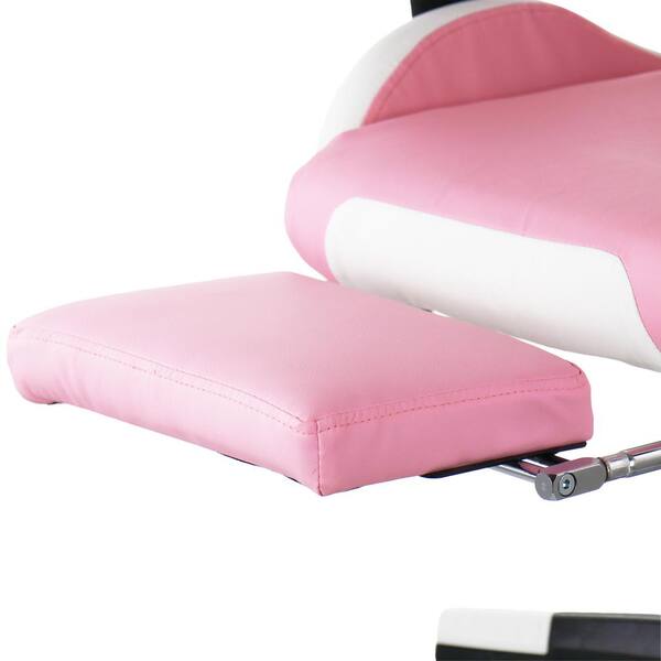 Gamefitz Faux Leather Swivel Gaming Chair in Pink and White