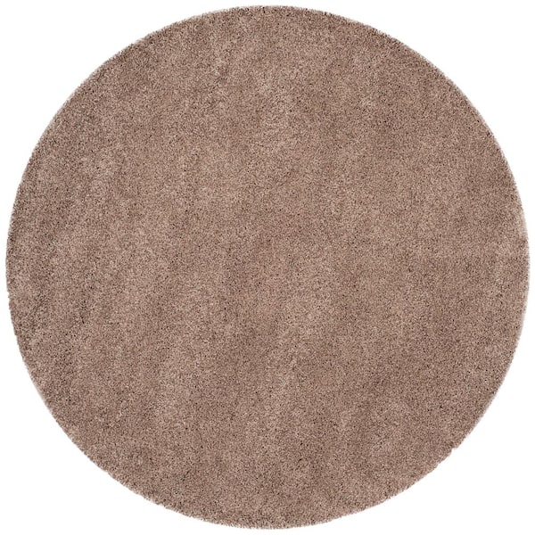SAFAVIEH California Shag Taupe 4 ft. x 4 ft. Round Solid Area Rug